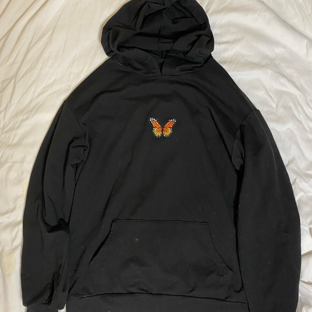 Black Butterfly hoodie with beautiful design and comfy inside size Large